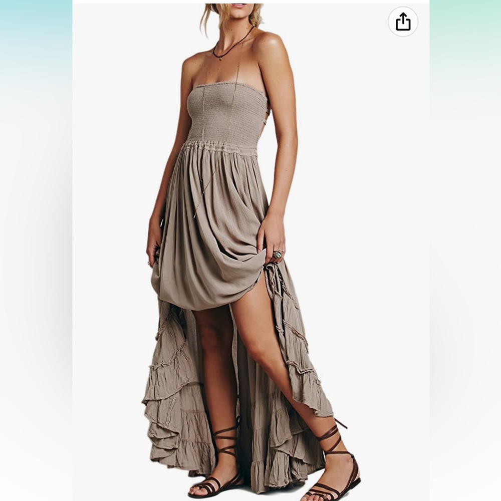 R.Vivimos Womens Summer Cotton Sexy Backless Long Dresses. Gray